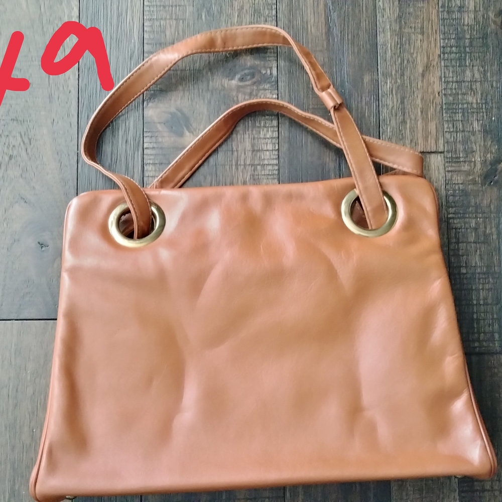 Margolin Elegant Brown Leather Shoulder Bag